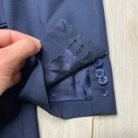 Doriani Milano Men's Navy Blue Notch Lapel Two-Button Blazer Jacket Size 38 US - Picture 8 of 16